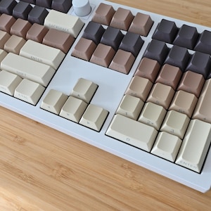 Bakgrundsbelysta kaffegradienttangentknappar: Sidotryckta bokstäver, körsbärsprofil, PBT