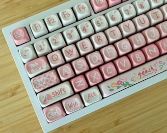 Pink Strawberry Peach Keycap Set: MOA Profile, PBT