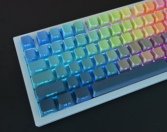 Backlit Pastel Rainbow Gradient Side Print Keycap Set for Mechanical Keyboard | 133 keys | Cherry Profile | MX Switch Type | PBT Material