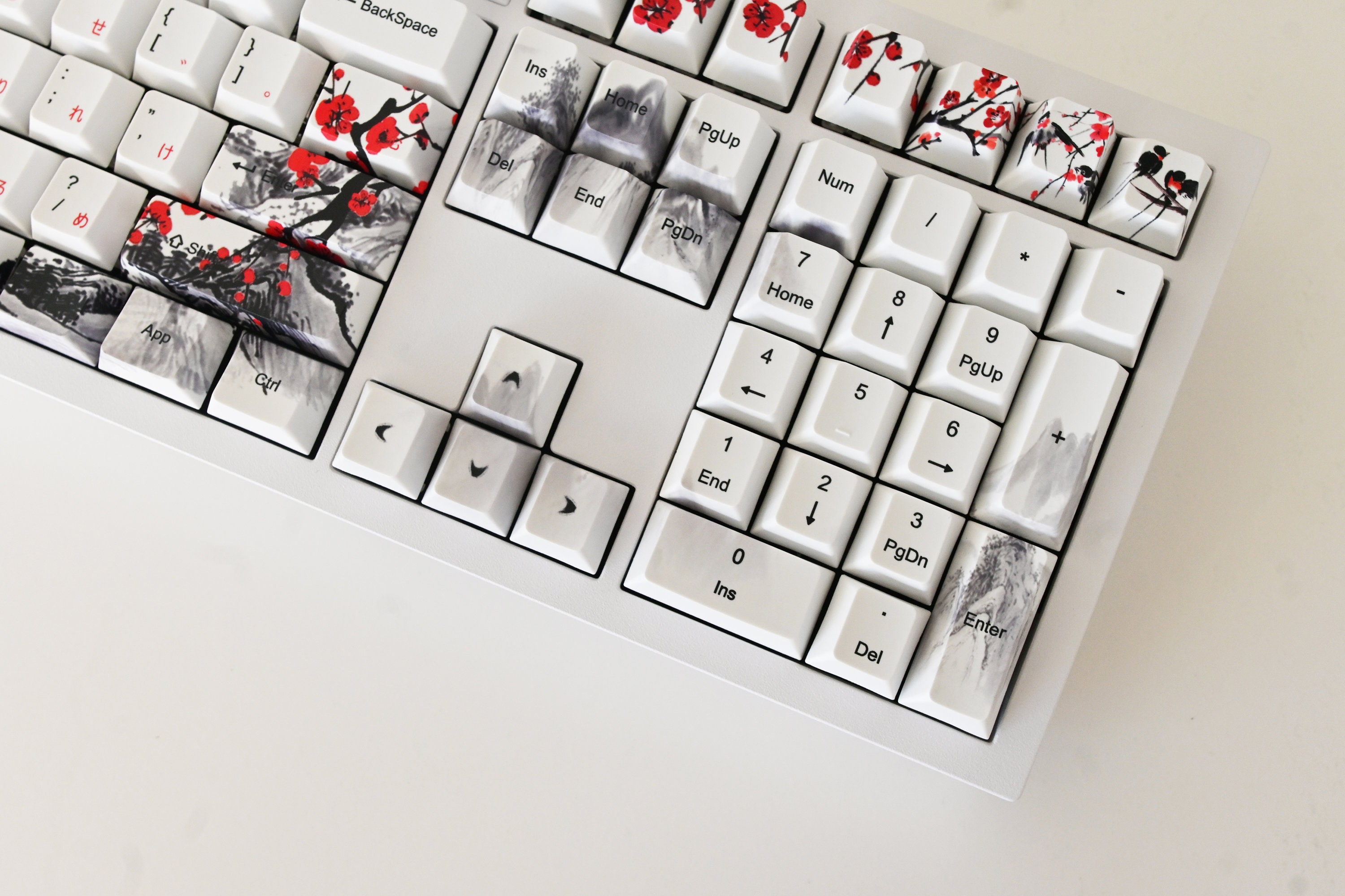 ちぇりーぶろっさむ　オーダー Sakura Cherry Blossom Japanese Keycap Set: French, Japanese