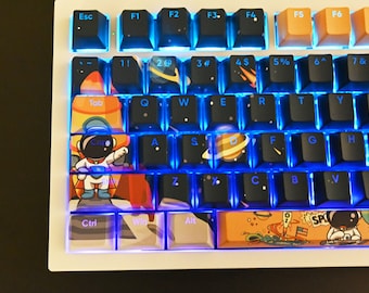 Backlit Comic Cartoon Astronaut Keycap Set for Mechanical Keyboard | 108 keys | OEM Profile | MX Switch Type | PBT Material