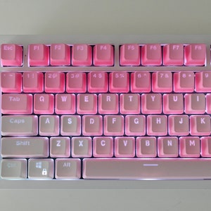 Backlit Pink Gradient Love Theme Keycap Set for Mechanical Keyboard | Translucent RGB | 104 keys | OEM Profile | PBT | Cute Lovers Gift