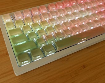 Watermelon Gradient Keycap Set: Backlit, English Korean Japanese, Cherry Profile, PBT