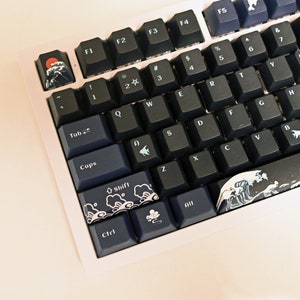 Stormy Dark Night at Sea Theme Ocean Waves Keycap Set for Mechanical Keyboard | 129 pcs | Cherry Profile | MX Switch Type | PBT Material