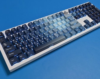 Beleuchtetes Tastenkappen-Set für Tastenkappen in Glitter-Blau: koreanische Sprache, Top- und Side-Print, Cherry-Profile, PBT