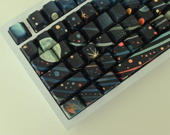 Galaxy Night Sky Keycap Set: Backlit, Cherry Profile, PBT