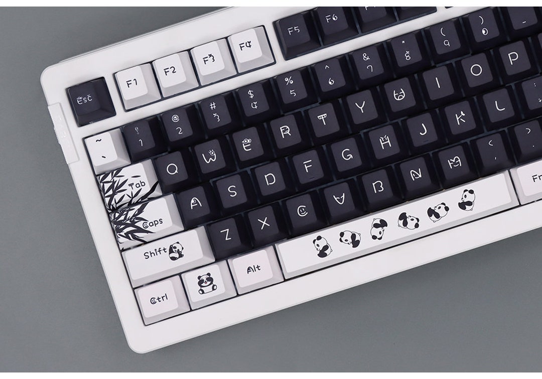 139 Pcs Cute Panda Bamboo Minimalist Theme Keycap Set for Mechanical ...