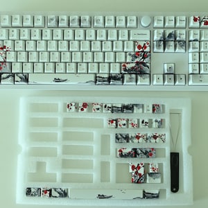 Sakura Cherry Blossom Japanese Keycap Set: French, Japanese, German Language, Cherry Profile, PBT image 5
