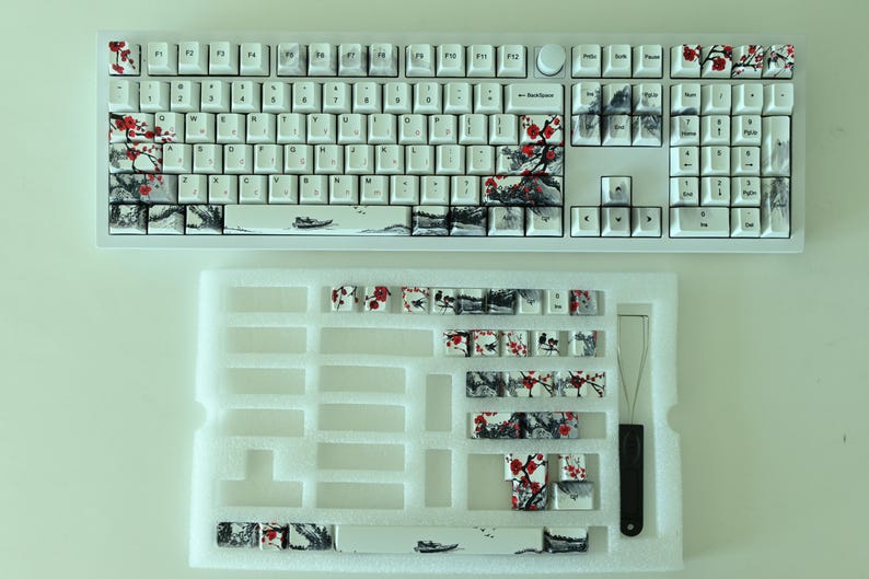 Sakura Cherry Blossom Japanese Keycap Set: French, Japanese, German Language, Cherry Profile, PBT image 5