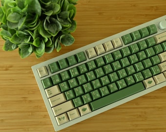 Matcha Cafe Keycap Set: Japanese Green Tea, Cherry Profile, PBT