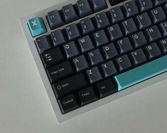 Turquoise Gray Keycap Set: Cherry Profile, PBT
