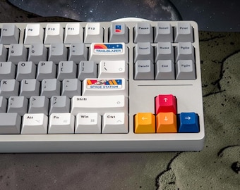 Retro Space Age Keycap Set: Astronaut Moon Theme, Cherry Profile, PBT