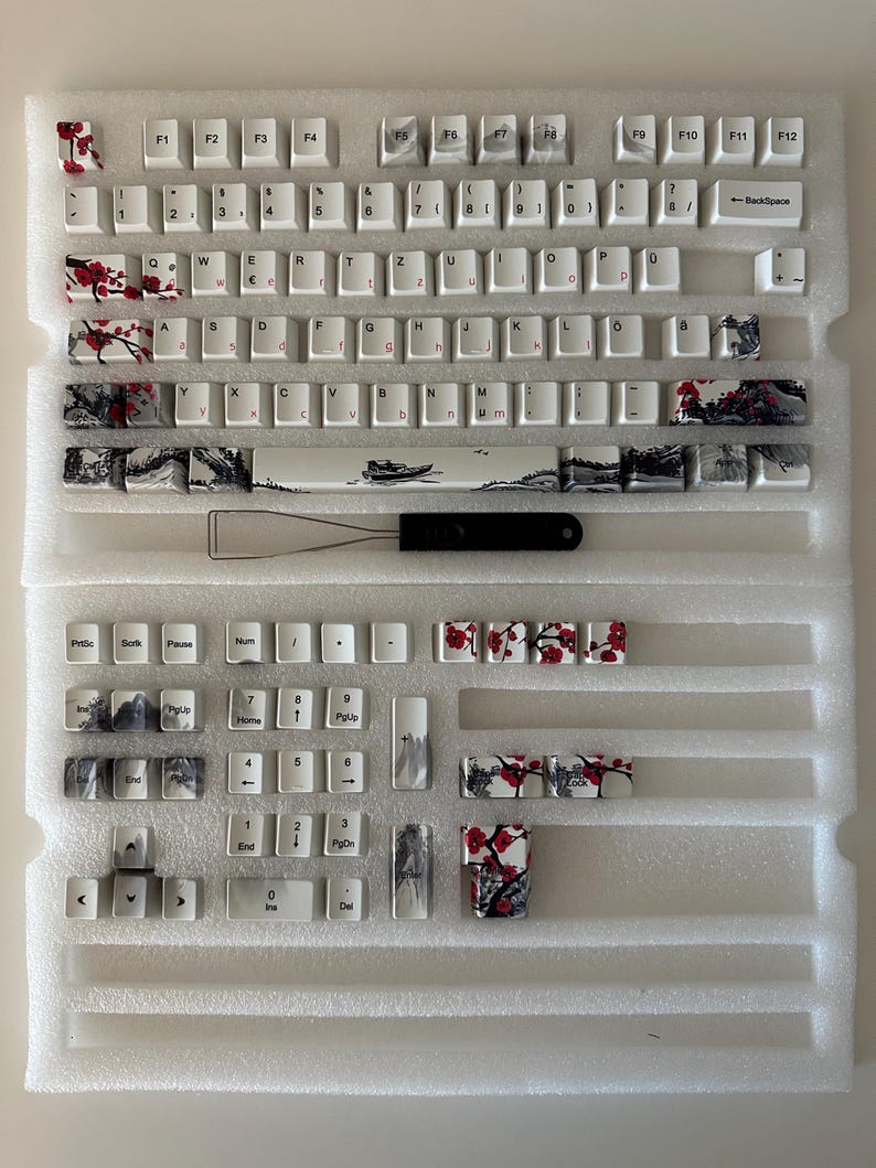 Sakura Cherry Blossom Japanese Keycap Set: French, Japanese, German Language, Cherry Profile, PBT image 14