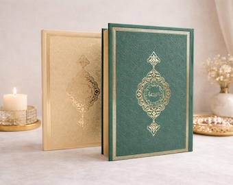 Skórzany Koran arabski z Tasbih: kod QR, prezent islamski (24 x 16 cm), Ramadan, Eid