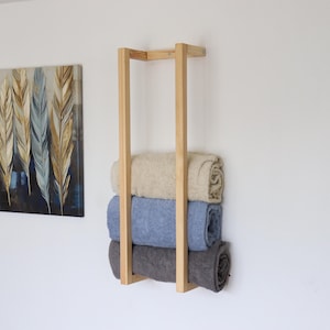 Walnut Colored Towel Rack, Handmade Rustic Towel Rack, Wooden Towel Holder, Towel Storage, Wooden Bathroom Decor, Farmhouse Gift