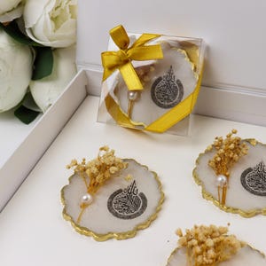 Ayatul Kursi Gold Epoxy Magnet | Muslim Wedding Favor, Islamic Baby Shower Favor
