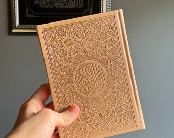 Tęczowy Koran: kolorowe strony, okładka z termoskóry, prezent islamski (20 x 14 cm), Ramadan, Eid