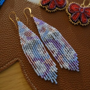 Beaded Fringe Earrings - Soft Bubbles