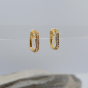 Clip auf Creolen mit Spiralrückseite, Zirkon-Klumpen, nicht durchbohrtes Ohr, Manschetten-Clips Ohrring, Geschenk für sie