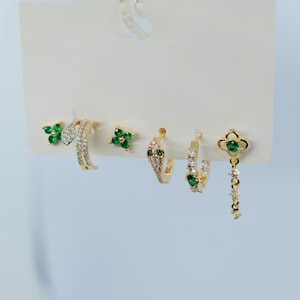Set di orecchini piercing, set di orecchini multipli, set di orecchini con zirconi delicati, orecchini per tutti i giorni
