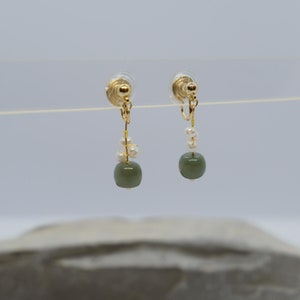 Clip auf Ohrringe, nicht durchbohrte Perlenohrringe, Manschetten-Clips Ohrring, Gold baumeln Ohrringe, Geschenk für sie