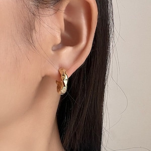 Clip On Hoop Earrings,Chunky Gold Hoop Earrings,Non Pierced Earrings,Cuff-Clips Earring,Gift For Her