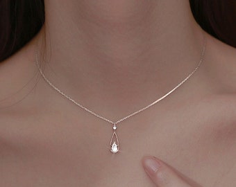 Elegant Necklace,Simple Silver Necklace,Waterdrop Necklace,Tiny Teardrop Necklace,Gifts For Her