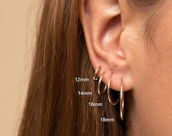 Titanium Hoop Earrings,Hypoallergenic Silver Huggie Hoops,Gold Huggie Earrings,Clicker Hoop Earrings