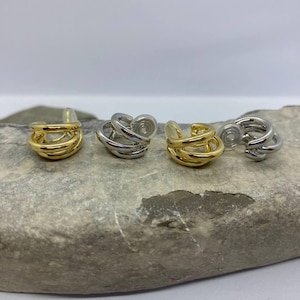 3 hoepels clip oorbellen, dikke clip oorbellen, pijnvrije clip oorbellen, manchetclips oorbel, cadeau voor haar