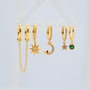 Set di orecchini in oro, set di orecchini a cerchio da 6 pezzi, set di orecchini multipli, set di orecchini con zirconi delicati