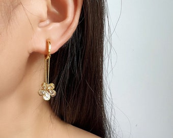 Clip auf Hoop Ohrringe, nicht durchbohrt Blumen Ohrringe, Manschette-Clips Ohrring, keine Piercing Ohrringe, Geschenk für sie