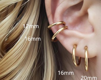 Clip On Hoop Earrings,Non Pierced Ear,Cuff-Clips Earring,Titanium Hoop Earrings,Gift For Her