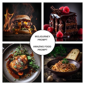 Midjourney Prompt for Food , Fully Customisable, Best Midjourney Prompts, AI Prompts for midjourney, Food prompts midjourney, AI Food advert