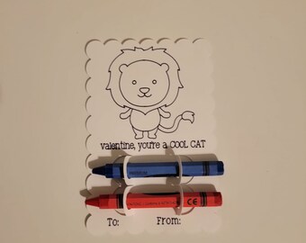 Tarjetas de San Valentín para colorear para niños - Personaliza, imprime y monta tarjetas de San Valentín con crayones para la escuela - Tarjeta personalizada, sin dulces