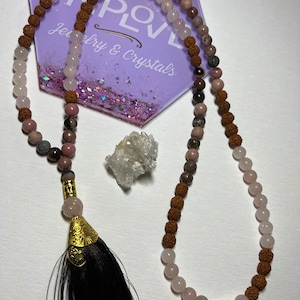 Handmade Rhodonite & Rose Quartz Japamala