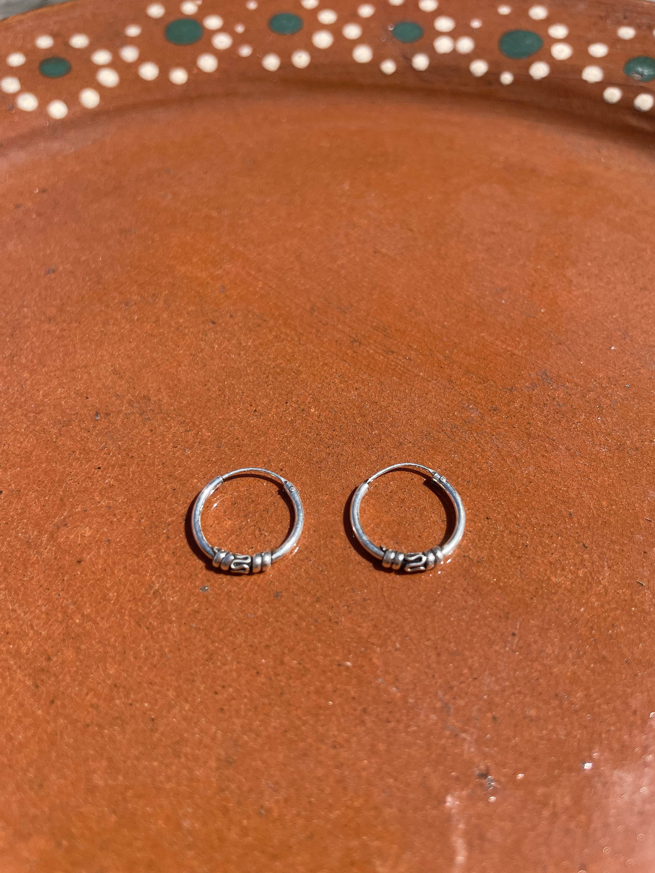 Sterling Silver Hoop Earrings / Indian Style Silver Earrings / Ethnic Design Etsy