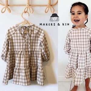 Marcie Raglan Dress PDF Sewing Pattern / Size 3m-8Y / Girls Dress Pattern / Short and Long Sleeves / Girls Summer Dress