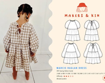 Marcie Raglan Dress PDF Sewing Pattern / Size 3m-8Y / Girls Dress Pattern / PDF Sewing Pattern / Baby Dress Sewing Pattern / Summer Dress