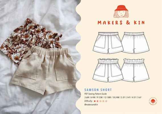 Samson Short Sewing Pattern: Unisex Kids Shorts (PDF file download)