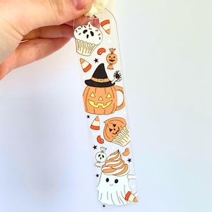 Halloween Treats Acrylic Bookmark: Pumpkin, Candy & Ghost Decal