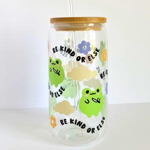 Frog Tumbler: 16oz Glass Cup with Bamboo Lid & Reusable Straw
