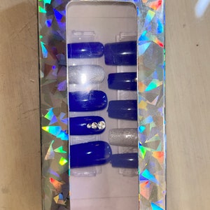 Navy Blue and Silver nail set
