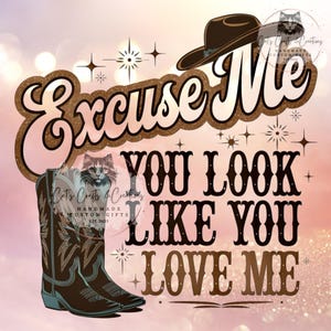 Excuse me You Look Like You Love Me Western PNG (country, Ella, musique, vintage, tshirt, western, bleu sarcelle)