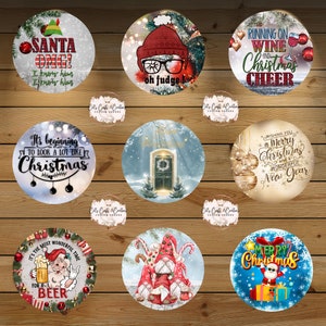 32 Cute Christmas Round Ornament Bundle PNG Sublimation Template, Photo Memorial Christmas Ornament PNG Designs Digital Download