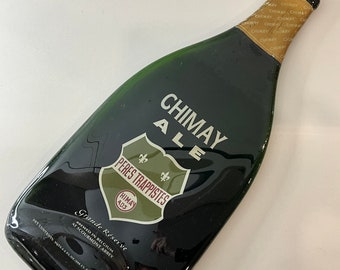 Chimay Ale Grande Reserve- Melted Wine Bottle Cheese Serving Tray - Wine Gifts - 3L Magnum size Extra Large