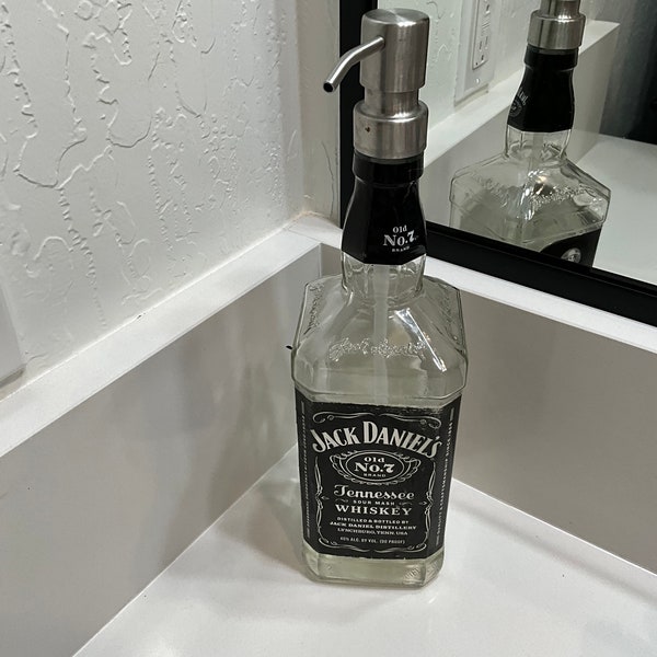 Jack Daniels EMPTY Bottle Repurposed for Soap Or Lotion Dispenser size 750ml