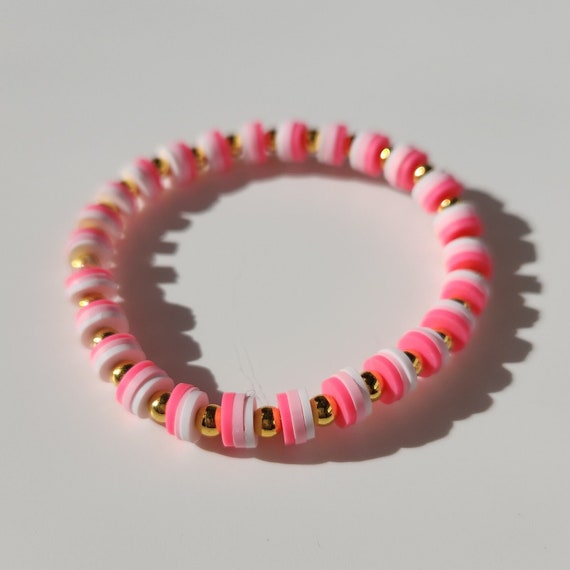 Pink Clay Bead Bracelets Set 