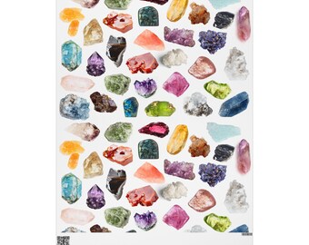 Crystal Pattern Wrapping Paper, Gemstone Holiday Wrap, Crystal Print Sheets