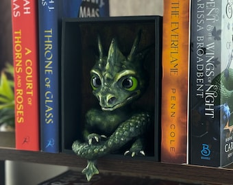 Baby book dragon nook, fantasy bookshelf decor