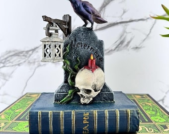 Edgar Allan Poe dark gothic book nook decor, Handmade figurine